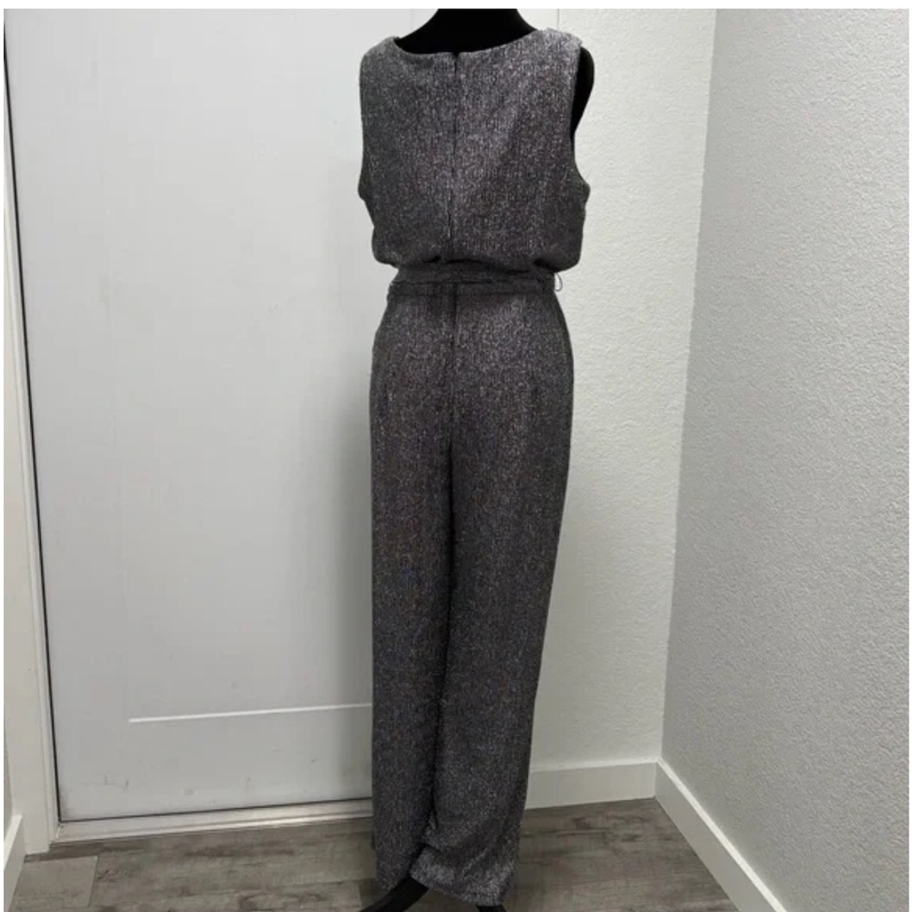 New Nicole Miller Shimmer/Metallic Jumpsuit in Silver - Picture 3 of 12